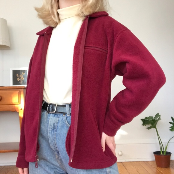 maroon fleece jacket - Picture 3 of 4